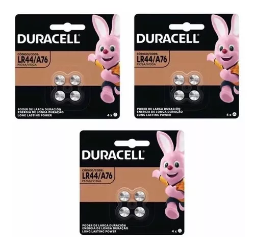 Bateria Duracell Lr44 A76 Px76a V13ga 3 Cartela C/4 Unidades
