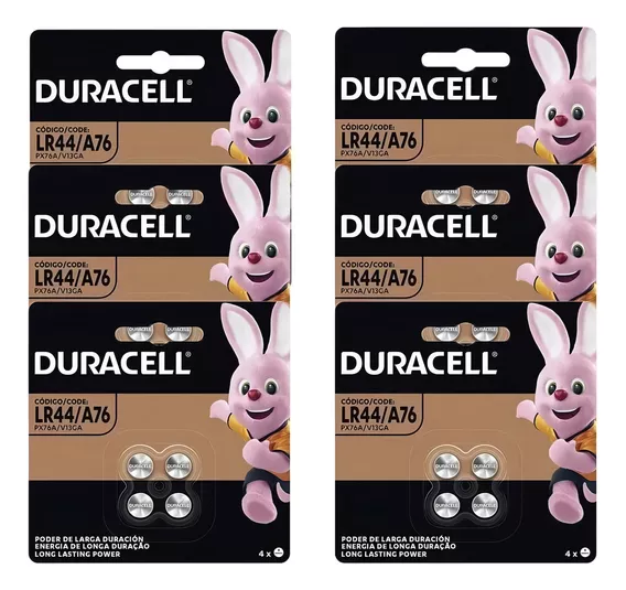 Bateria Duracell Lr44 1.5v Botão 6 Cartelas C/4 Unidades